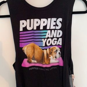 NWT Puppies & Yoga Muscle Tank